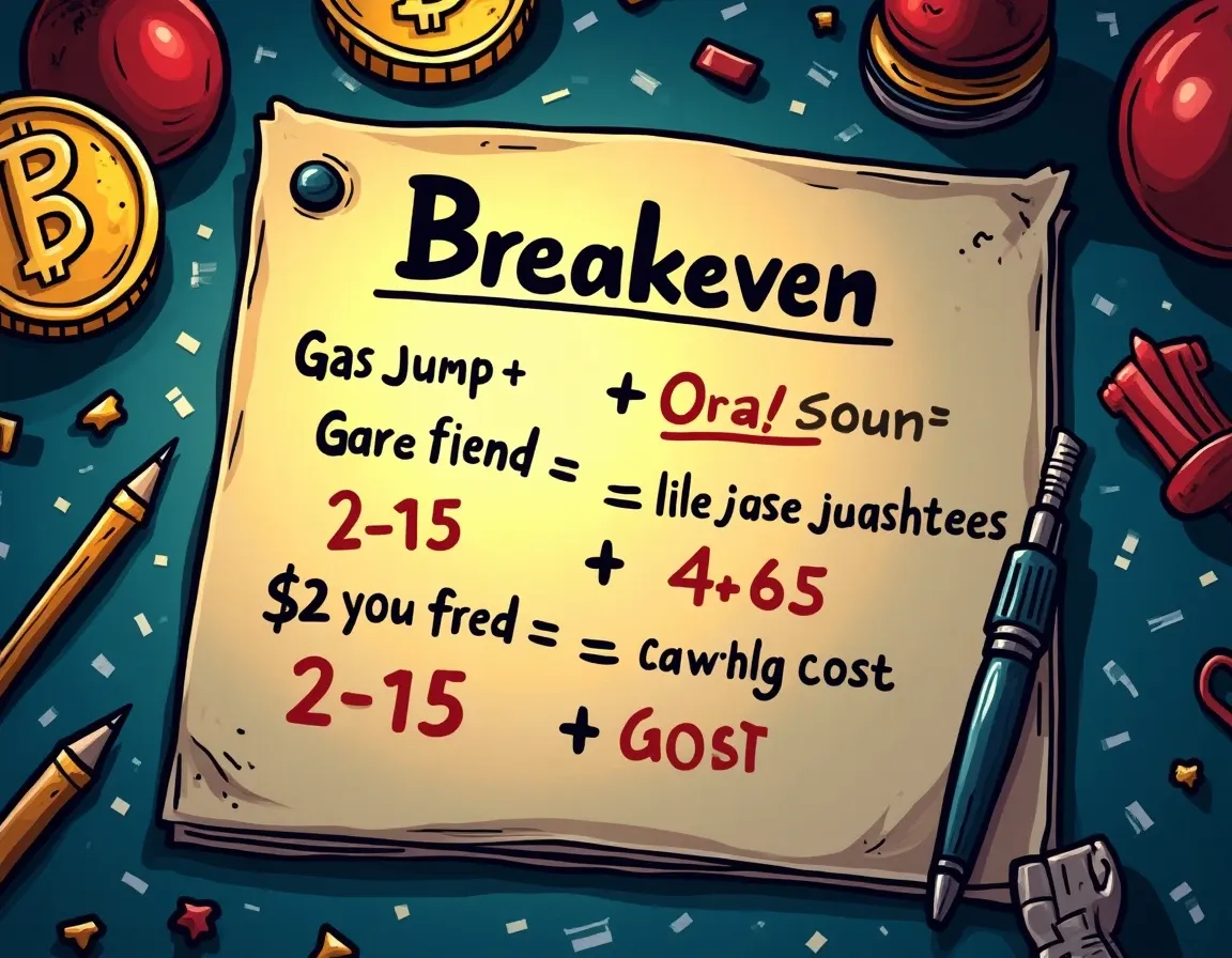 Breakeven formula calculations for yield jump thresholds including gas fees