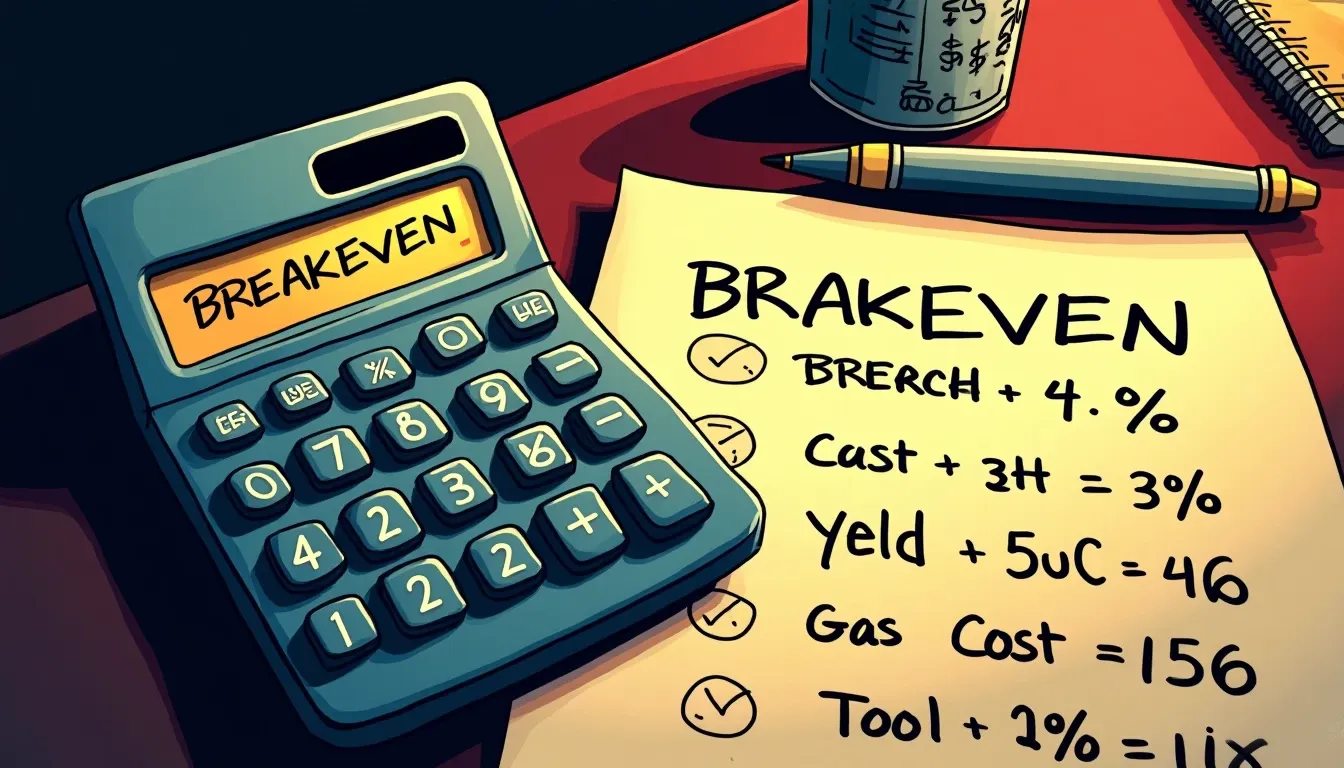 Calculator with yield threshold formulas and gas cost comparison charts