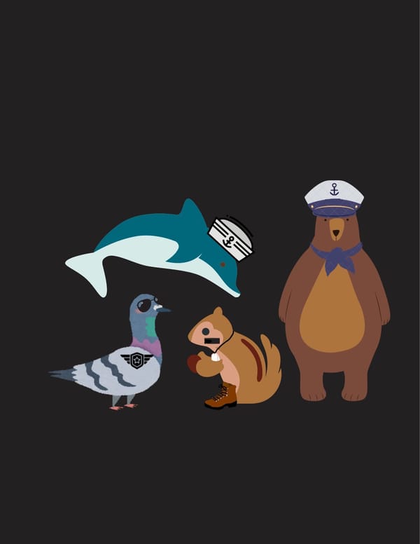Why squirrels, pigeons, bears, and dolphins actually deserve a thanks for their service.