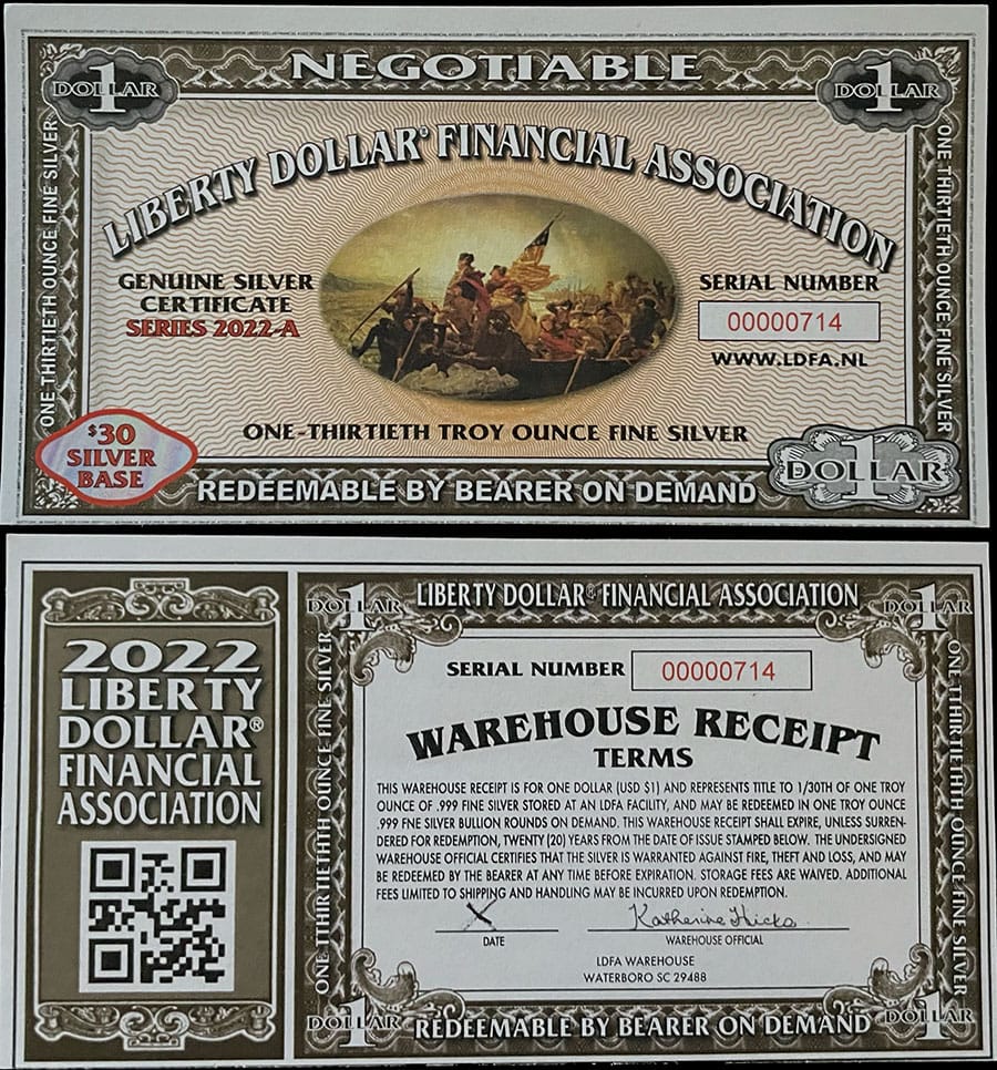 2022-A - LDFA $1 Silver Certificate