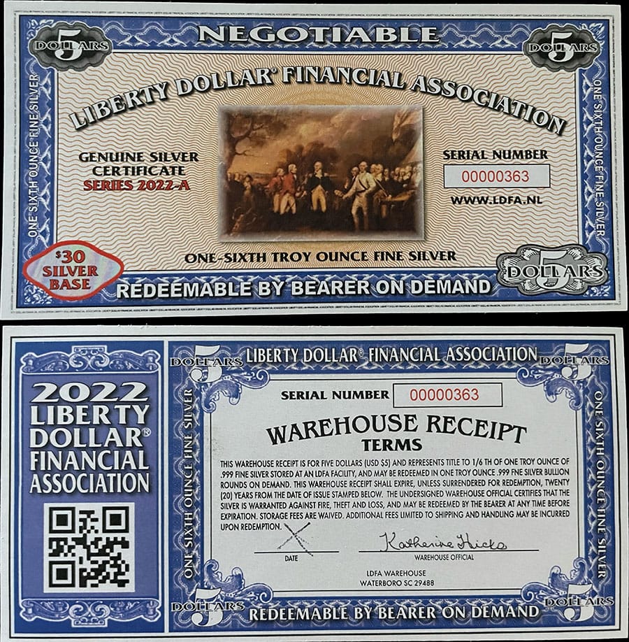 2022-A - LDFA $5 Silver Certificate