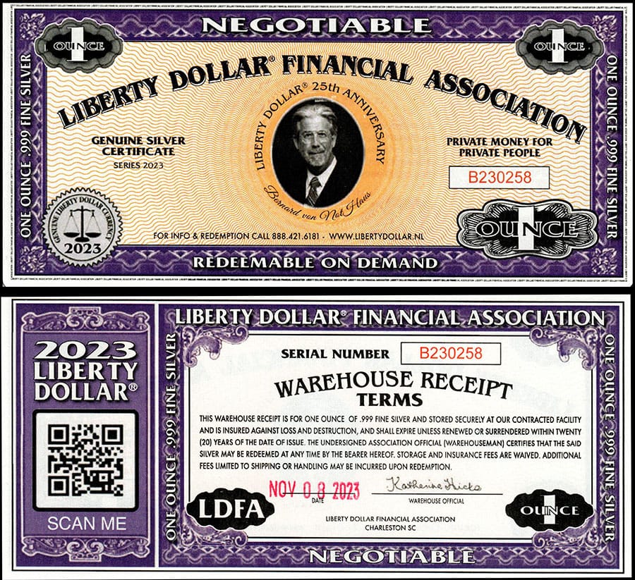 2023 NORFED LDFA 25th Anniversary 1oz Silver Certificate