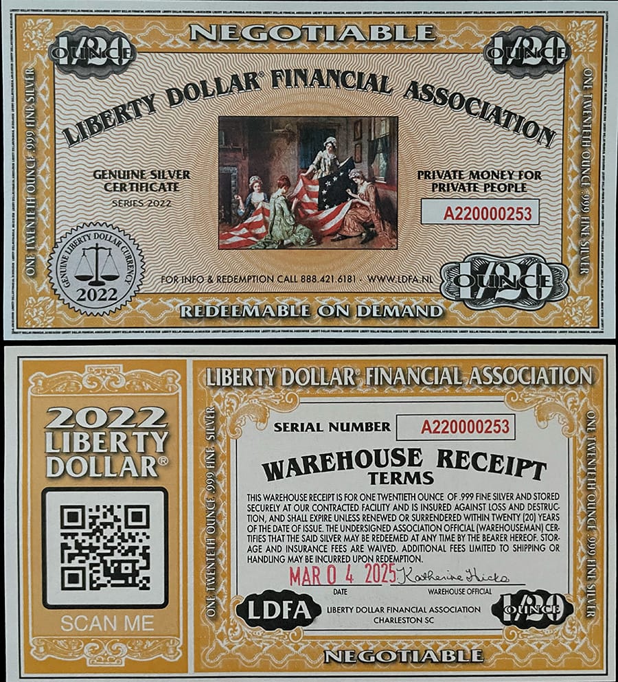 2022 - LDFA 1/20oz Silver Certificate