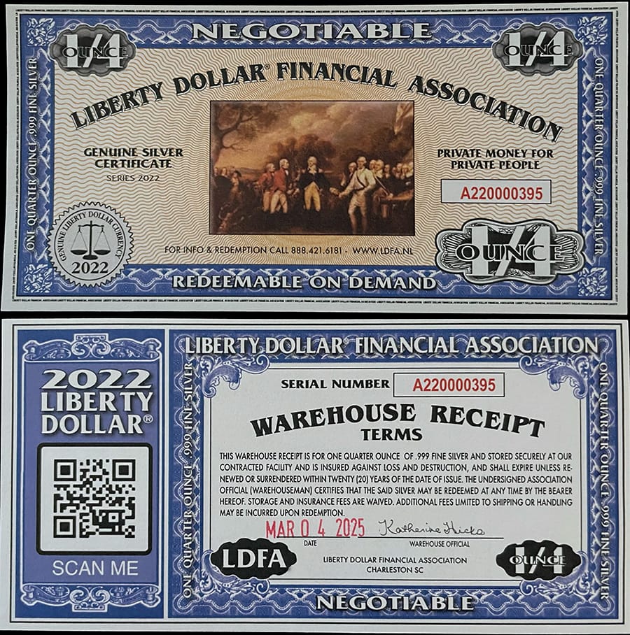 2022 - LDFA 1/4oz Silver Certificate