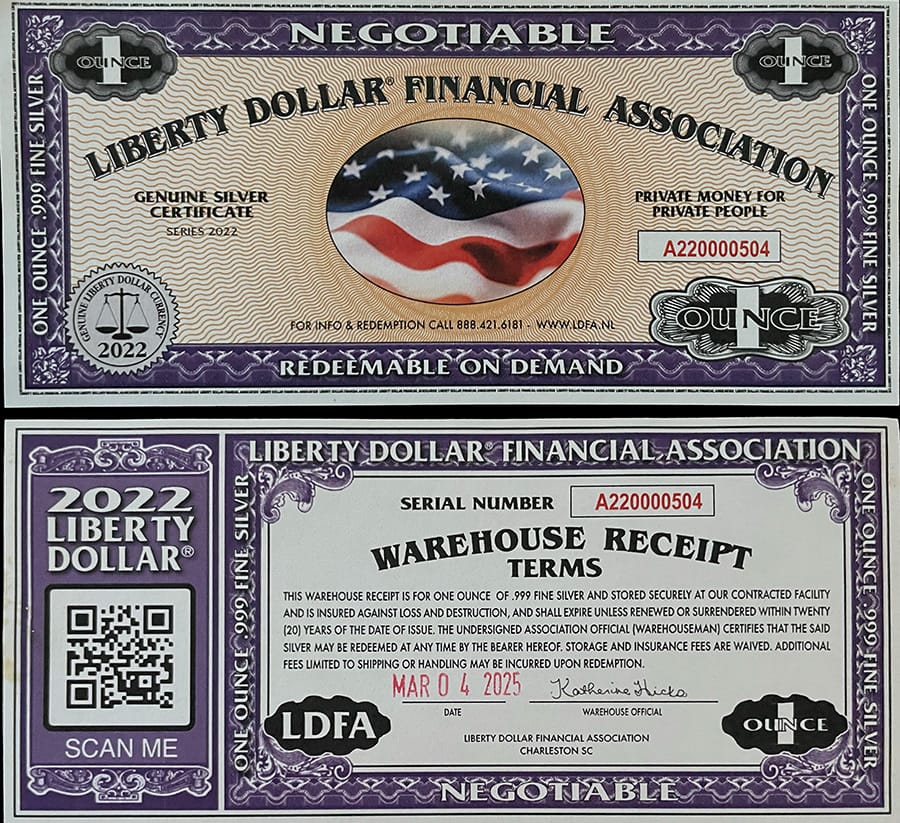 2022 - LDFA 1oz Silver Certificate