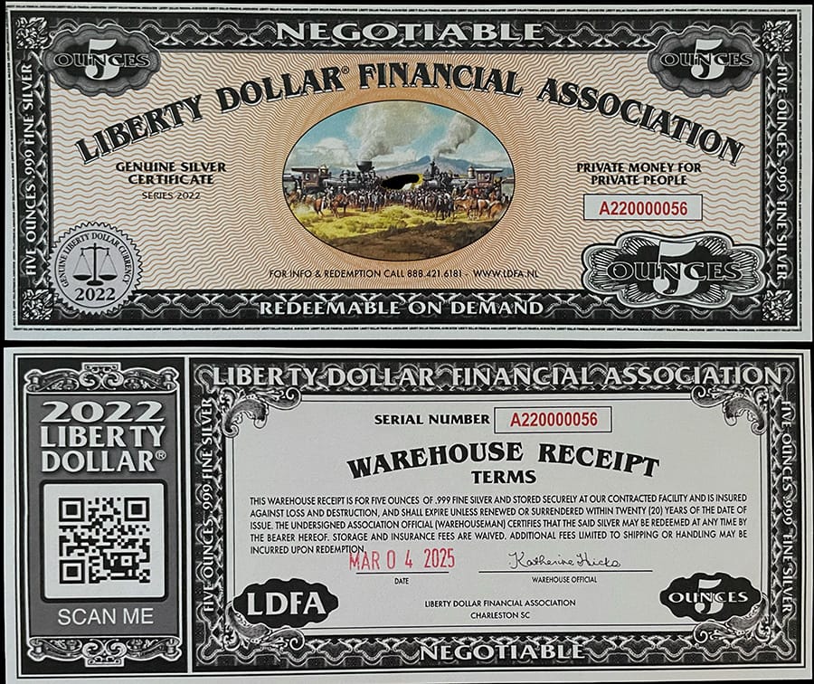2022 - LDFA 5oz Silver Certificate