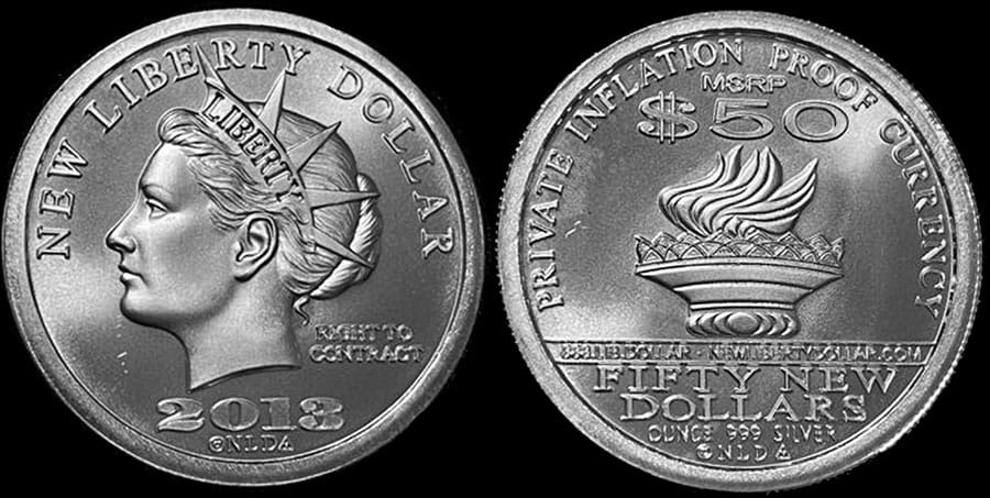 2013 $50 NORFED New Liberty Dollar Satin