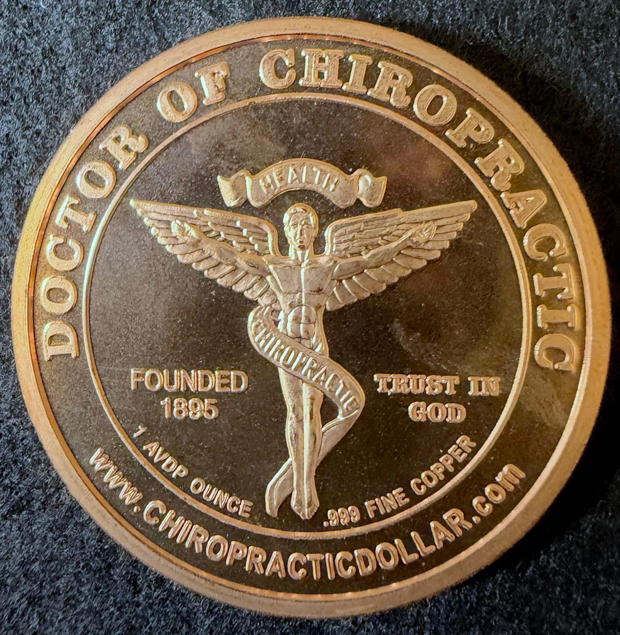 2012 Chiropractic Dollar D.D. Palmer copper reverse