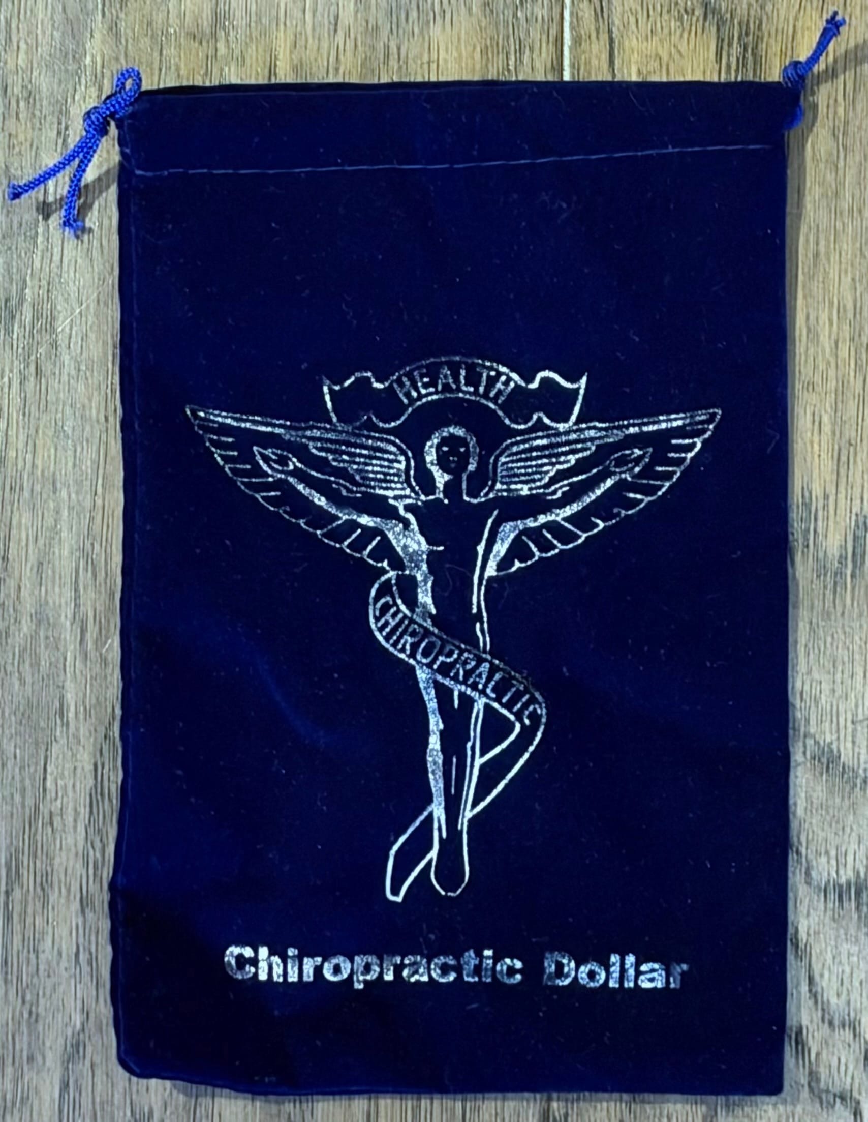 Chiropractic Dollar navy velvet pouch