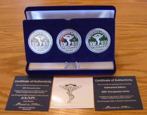 2007 Chiropractic Dollar three-piece set with certificates