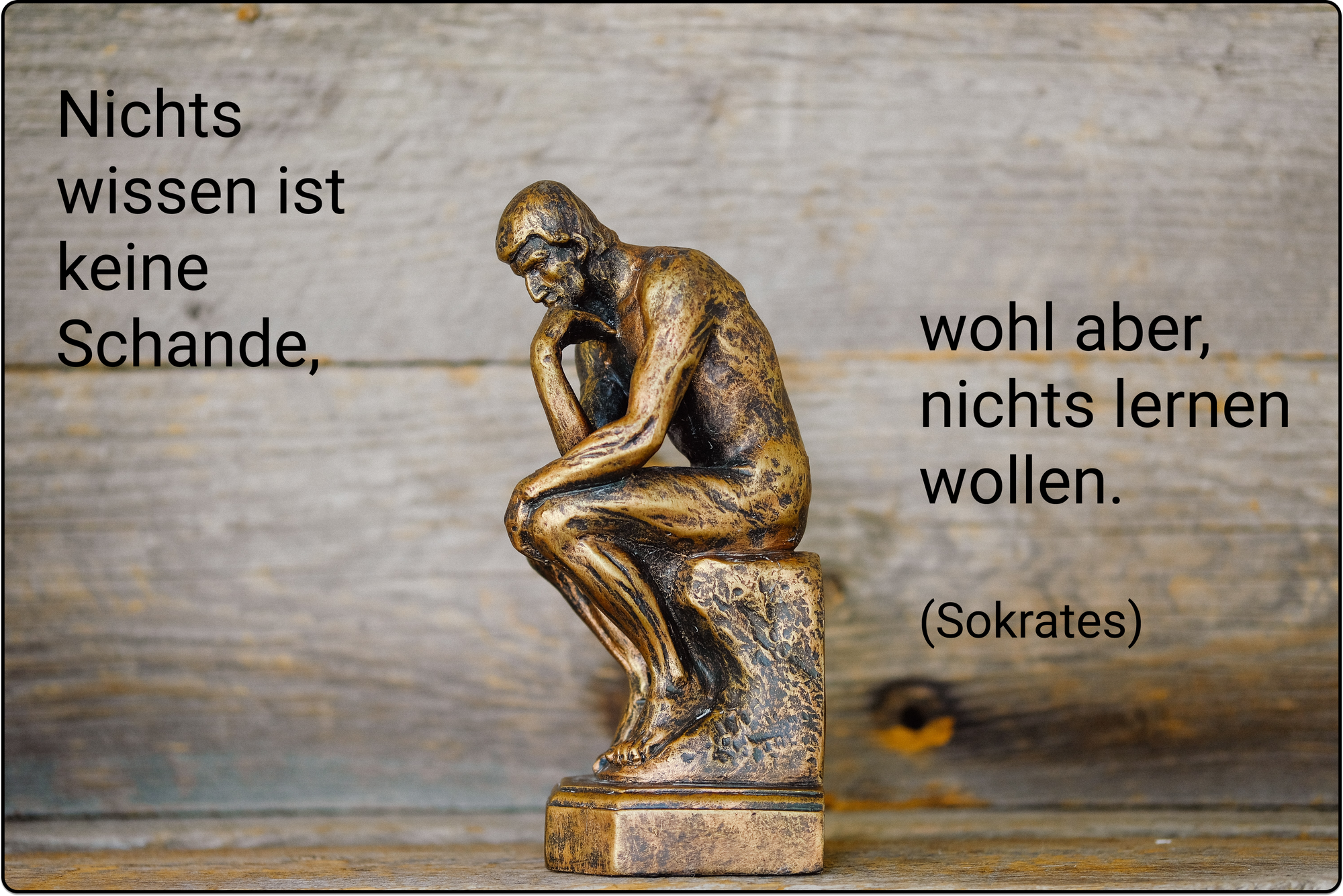 Zitat von Sokrates: Nichts wissen ist keine Schande, wohl aber, nichts lernen wollen.