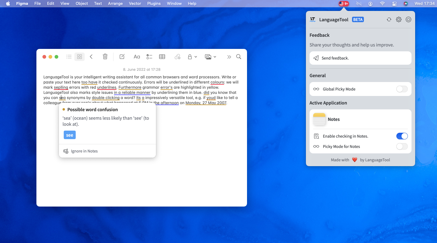 Writing Assistant for Apple Mail and Notes (macOS)