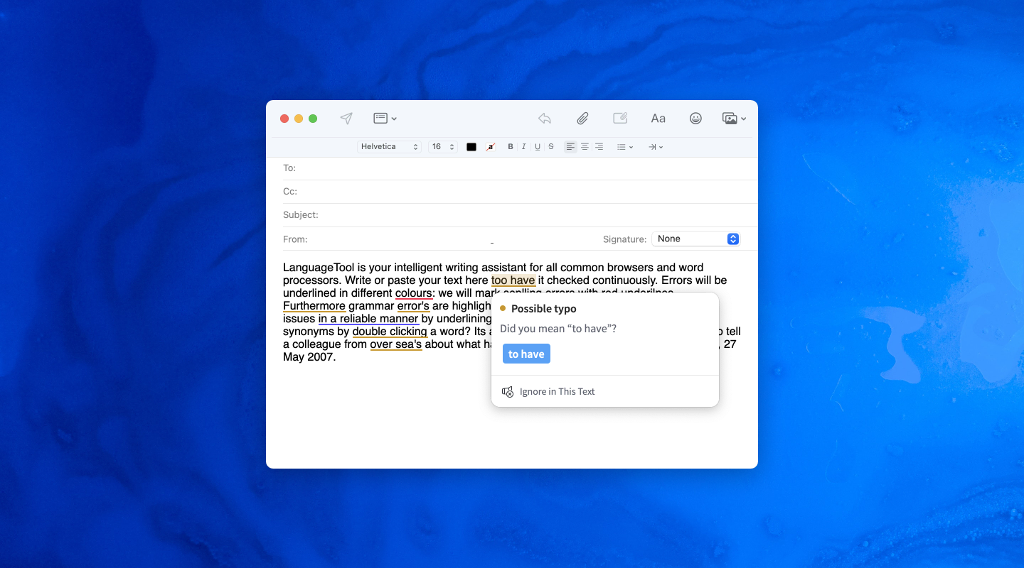 Writing Assistant for Apple Mail and Notes (macOS)