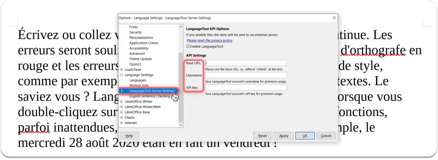 Intégration du correcteur automatique LanguageTool à LibreOffice