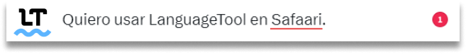 Error detectado por LanguageTool para Safari.