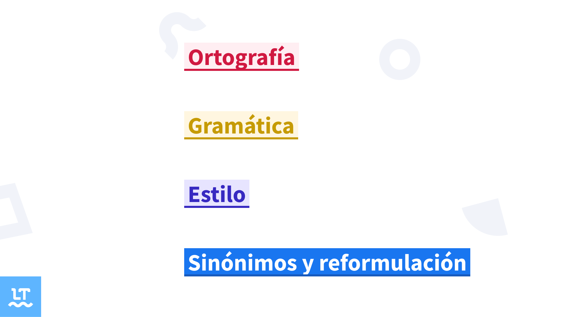 Correcciones ortográficas, de estilo y gramaticales de LanguageTool.