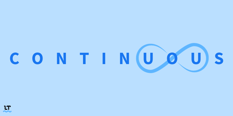 Graphic shows the word "continuous" with an infinity symbol superimposed on the "ouo."