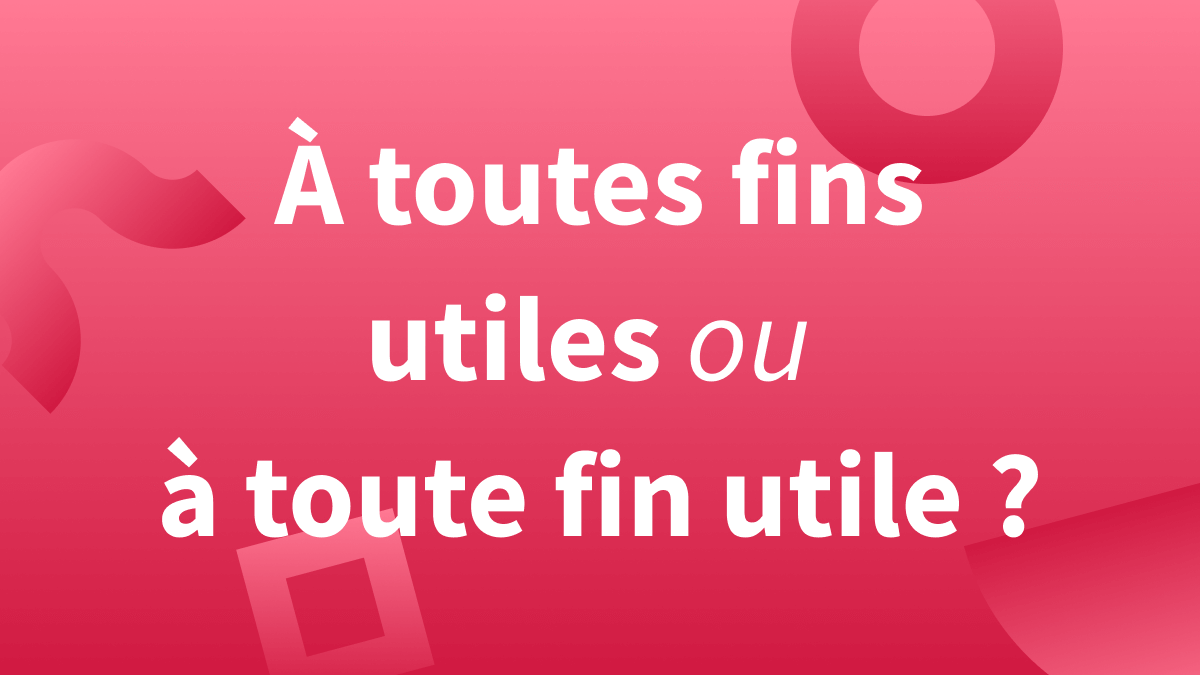 À toute fin utile ou à toutes fins utiles orthographe