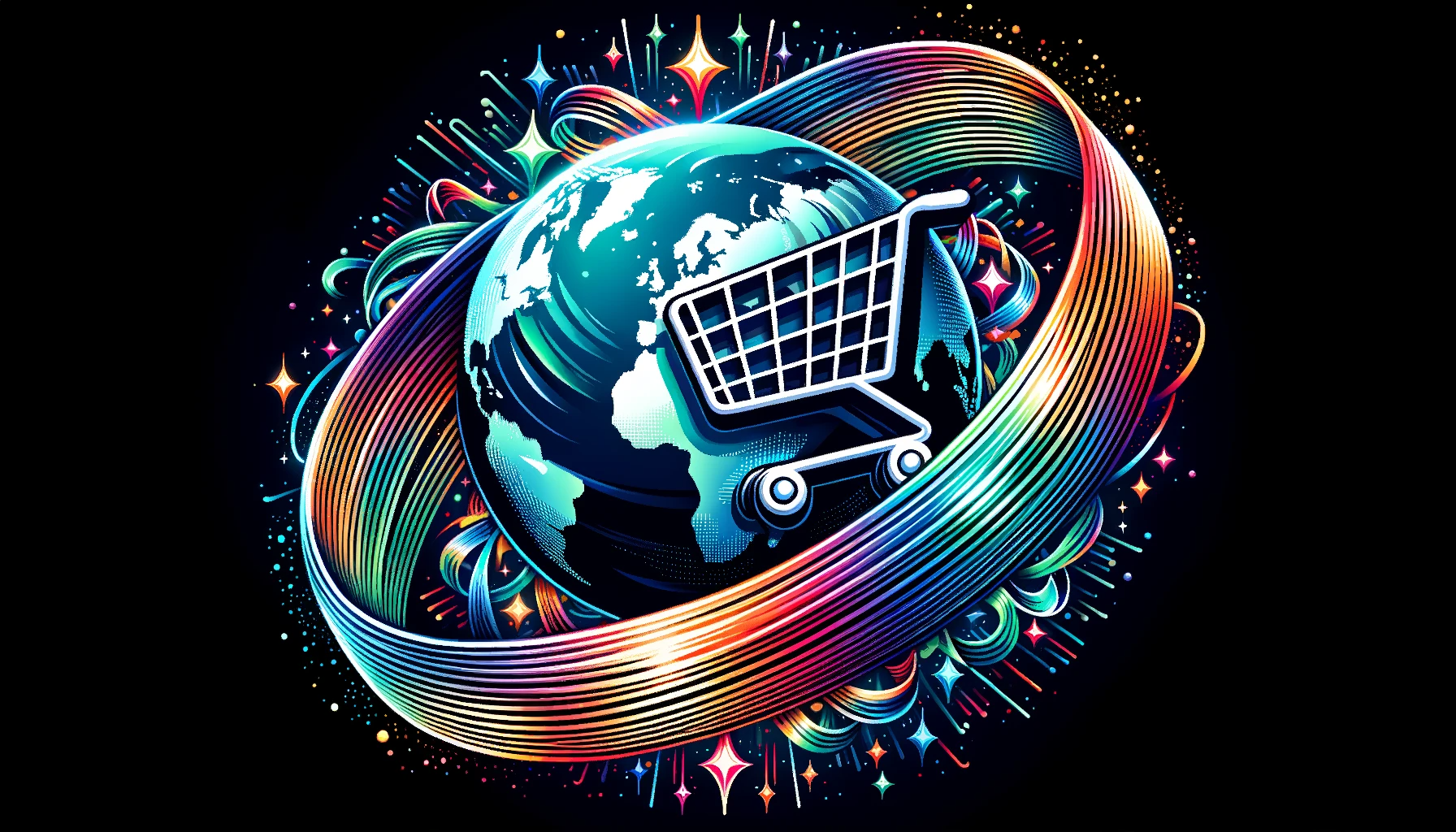 Logo for GeoGuard Checkout for WooCommerce - colorful illustration of a shopping cart overlaid world globe