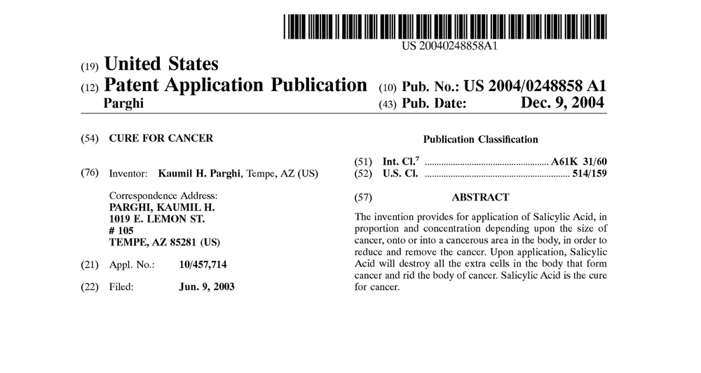 Two Patents • Cure For Cancer + Treatment For Alzheimer's Disease