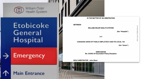 Canadian Healthcare Workers Who Challenged Unlawful Covid Bioweapon "Vaccine" Mandate Win Arbitration Case Against Hospital That Wrongfully Terminated Them