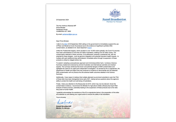 Thousands of Australian Local Government Representatives Notified of DNA Contamination in mRNA "Vaccines"