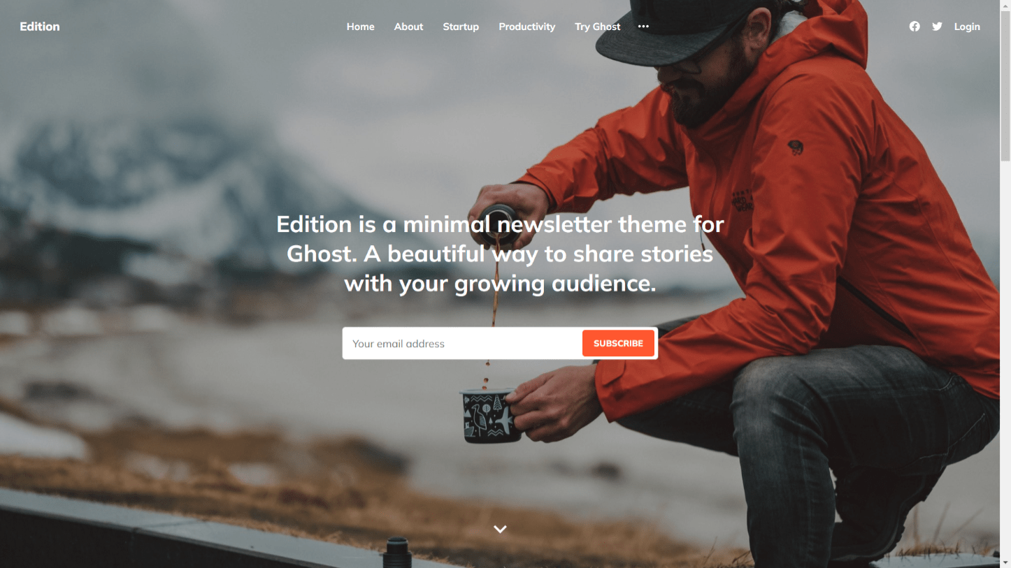 Edition theme is a free Ghost theme for blogs and newsletters.