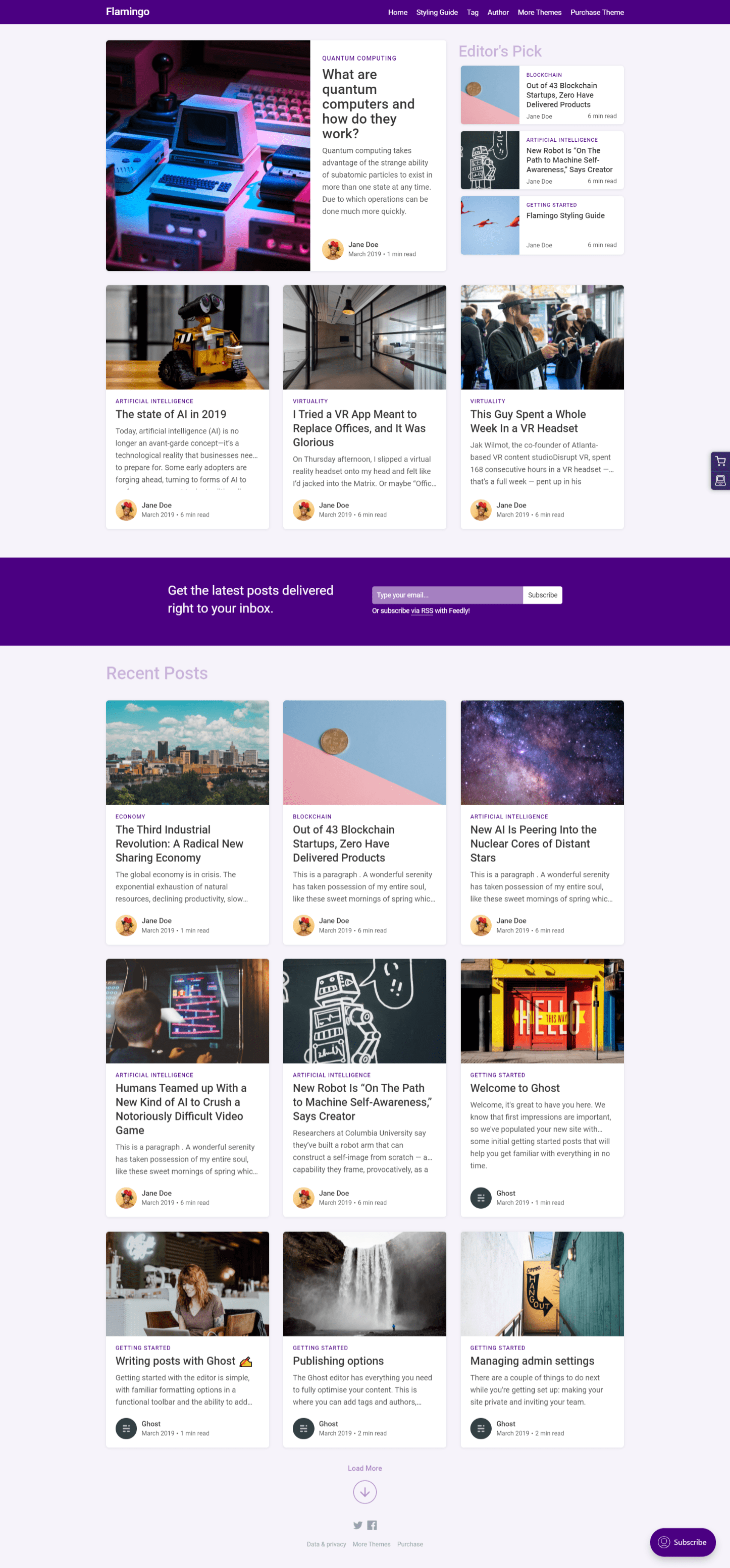 Flamingo is a news theme for Ghost.