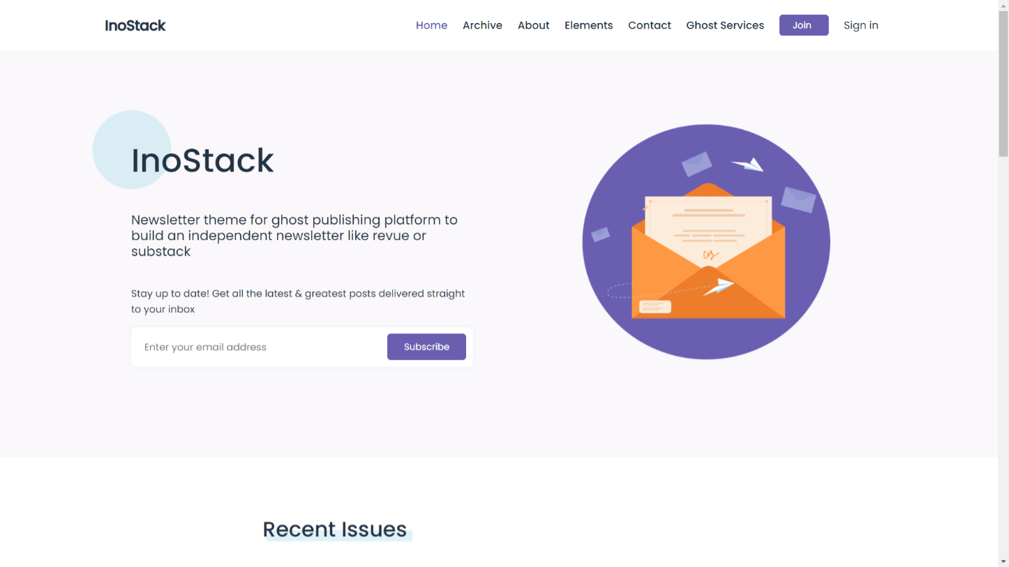 InoStack is a newsletter-first theme for Ghost.