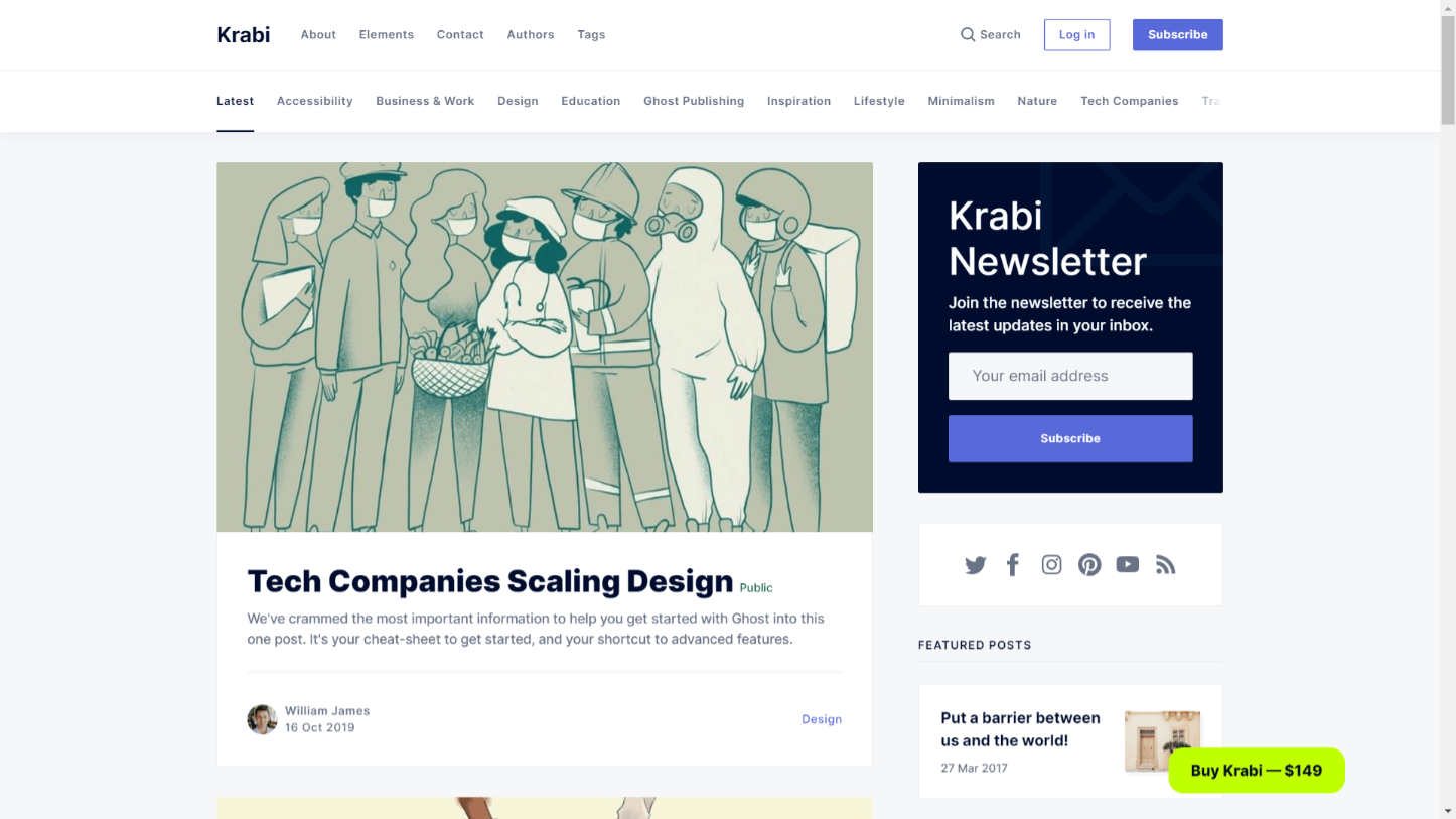 Krabi is a news theme for Ghost.