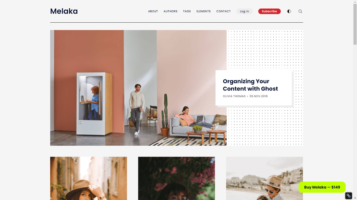 Melaka is a magazine theme for Ghost CMS.