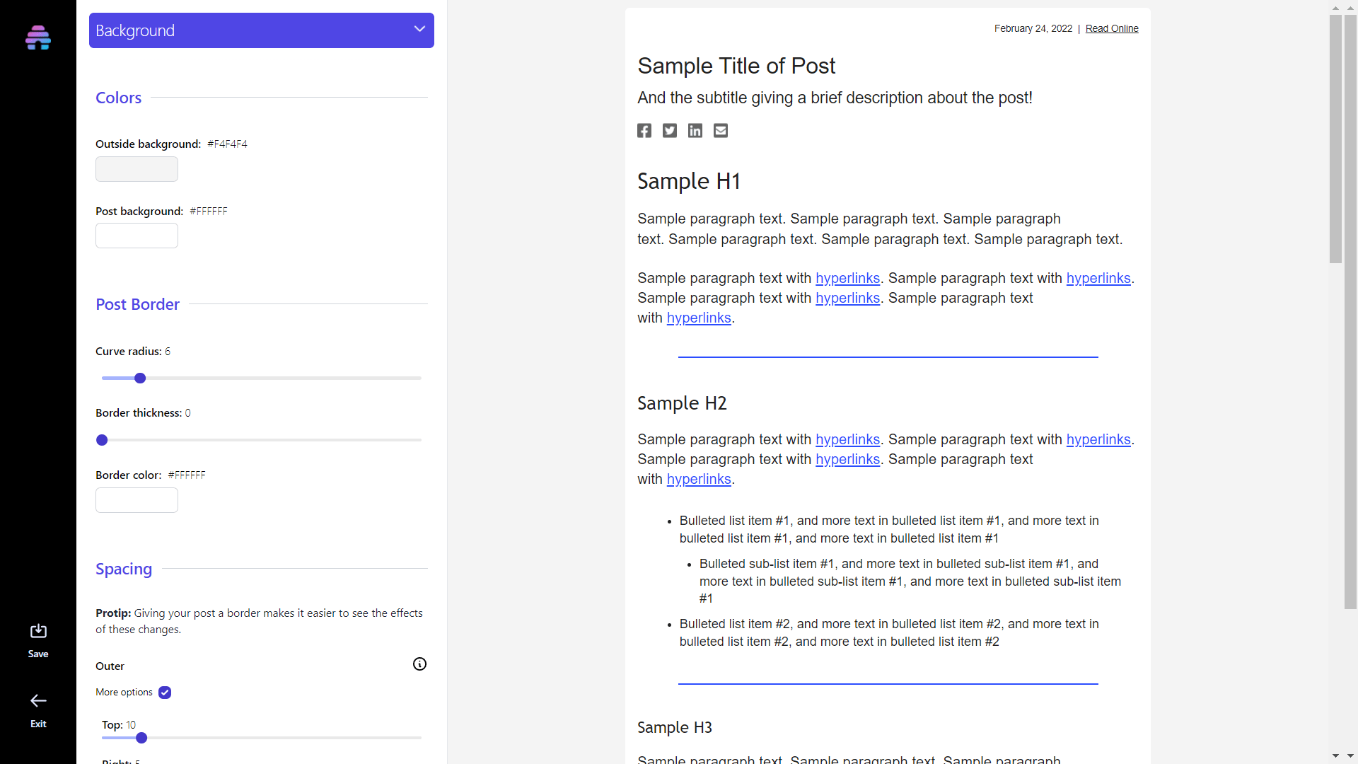 Newsletter template customization.