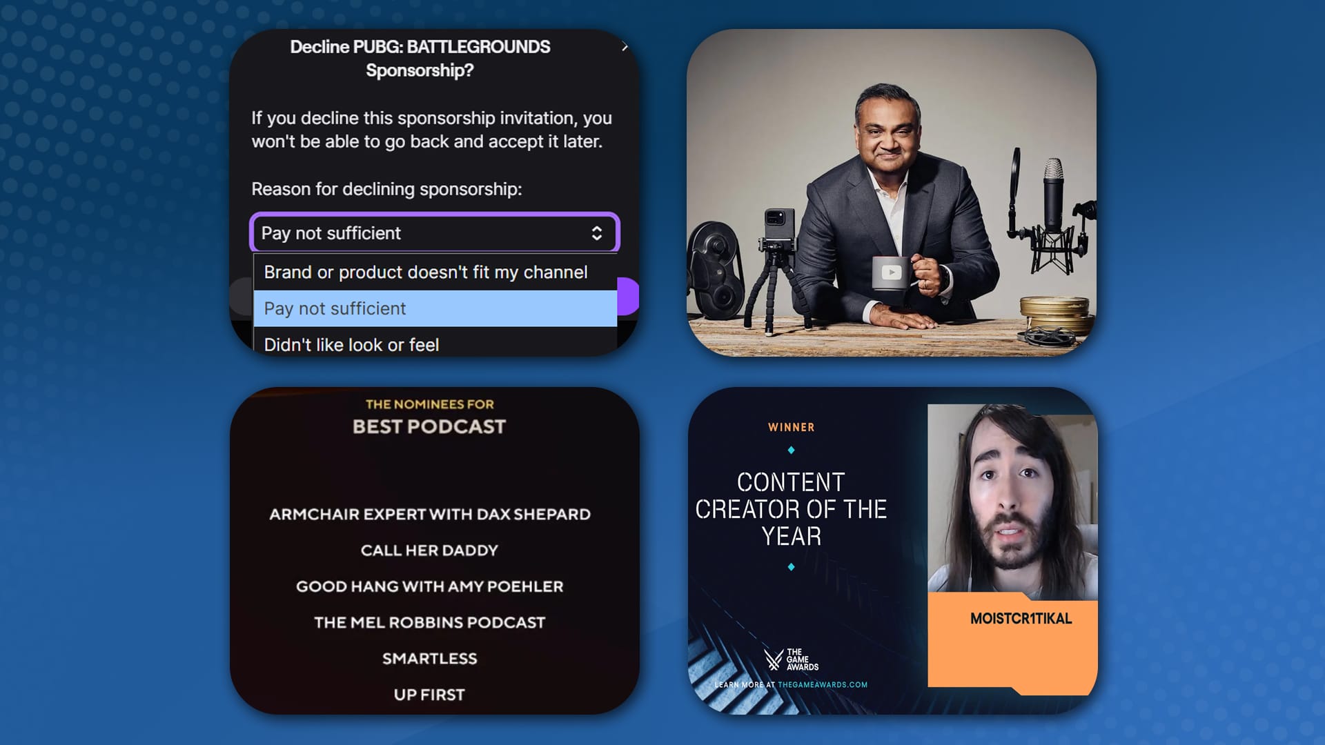 YouTube CEO on AI Moderation, Golden Globes Best Podcast, Twitch Sponsorships + TOS.gg Wrapped 2025