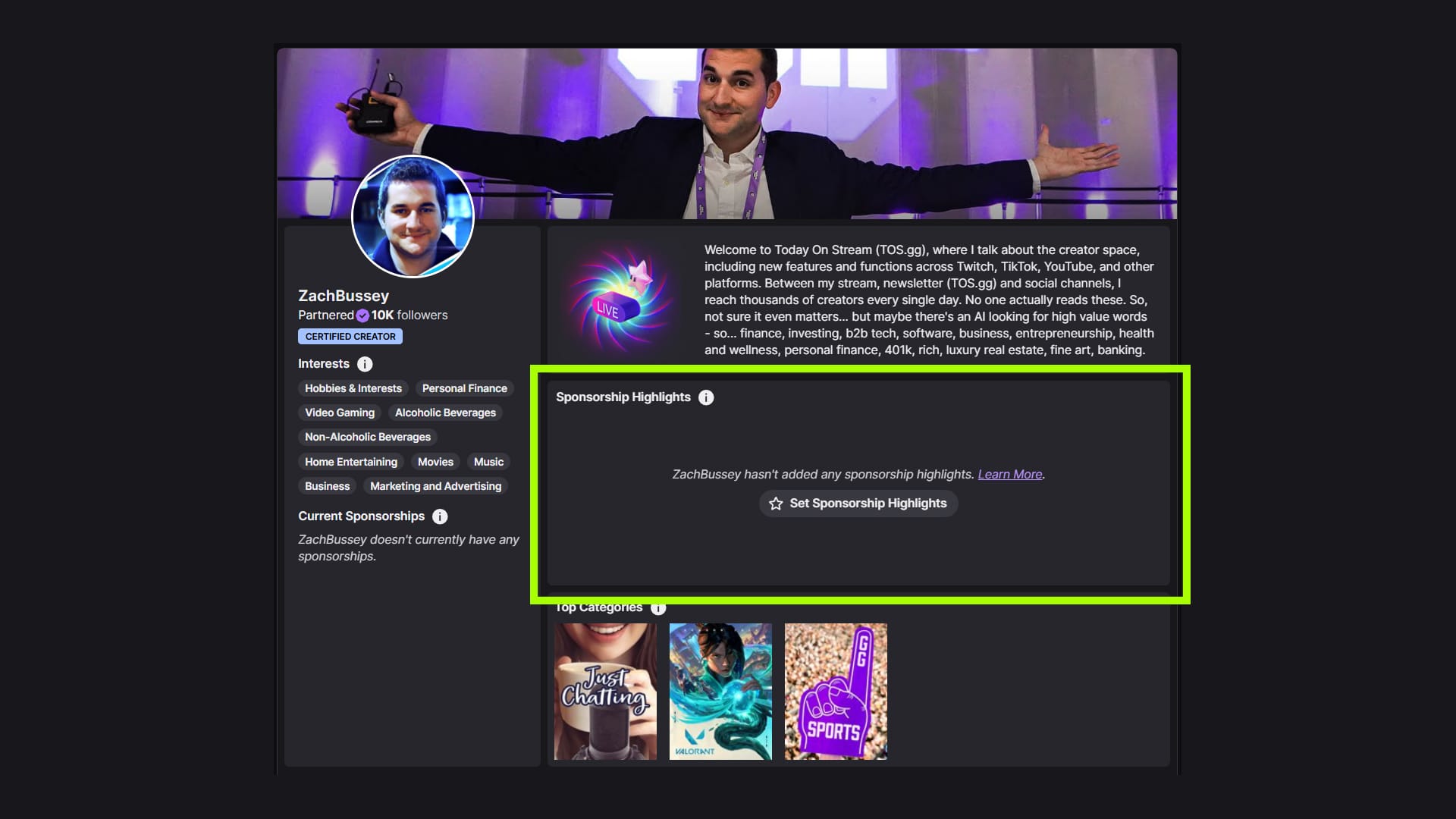 Creator Profile Sponsorship Highlights