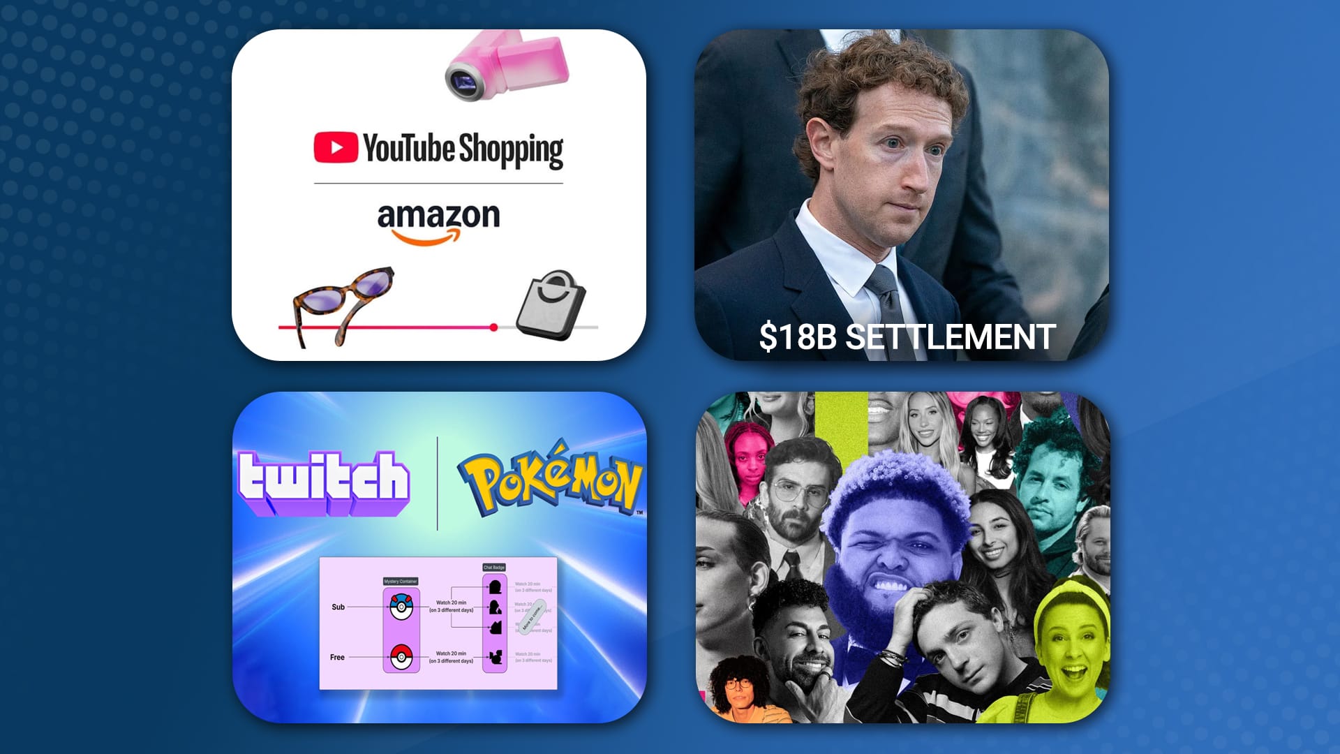 YouTube x Amazon Shopping, Meta Settles, Pokémon Badges + Most Influential Creators