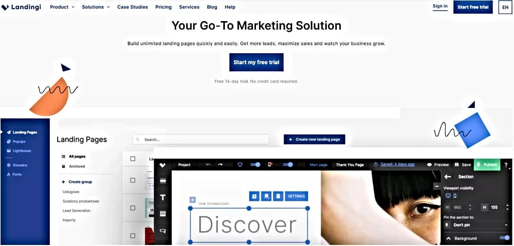 landing page builders - Landingi screenshot