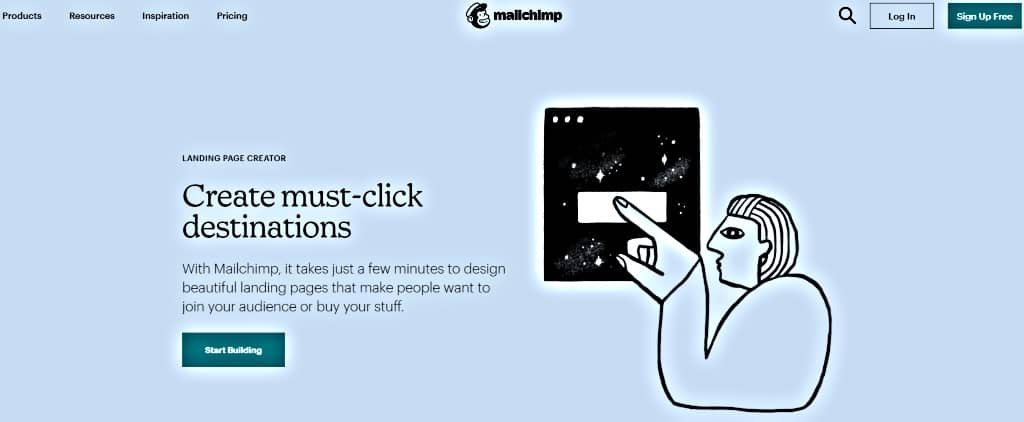 landing page builders - Mailchimp screenshot