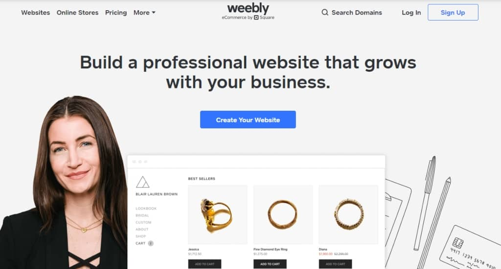 best ecommerce platform - Weebly screenshot