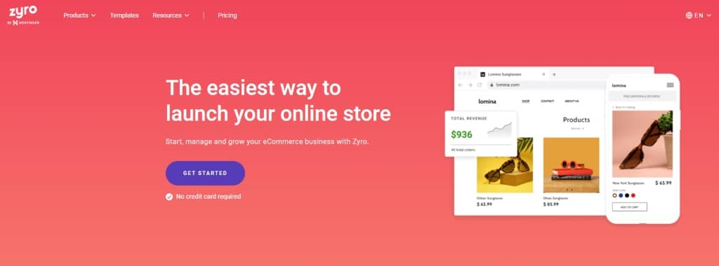 best ecommerce platform - Zyro screenshot