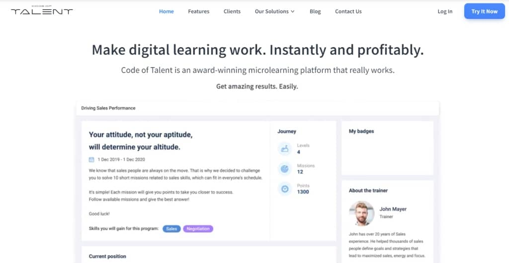 microlearning platforme - Code of Talent screenshot