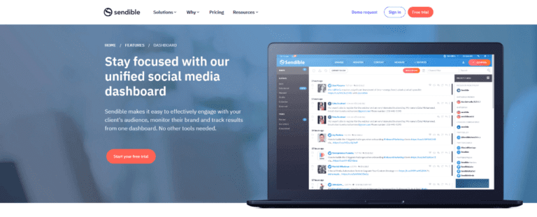 social media management - Sendible screenshot