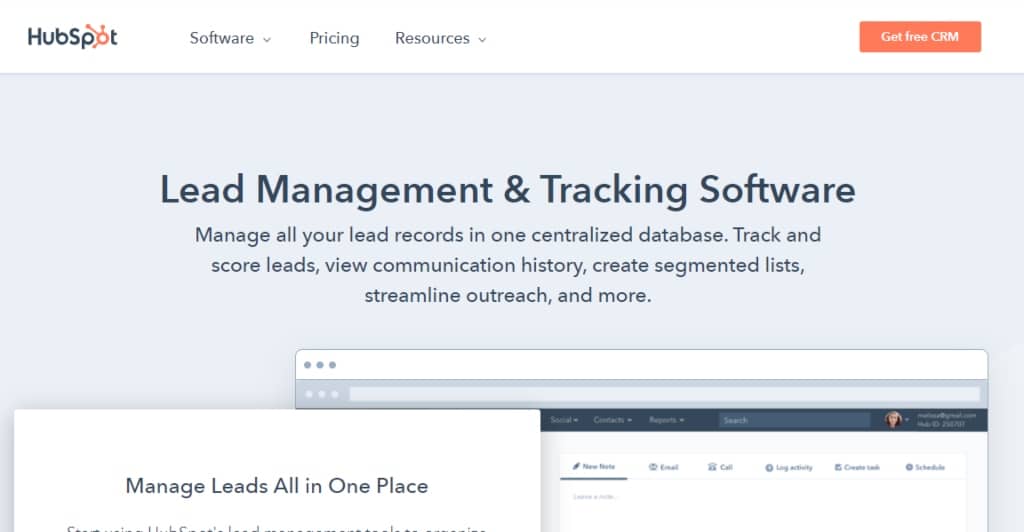 sales funnel software - HubSpot screenshot