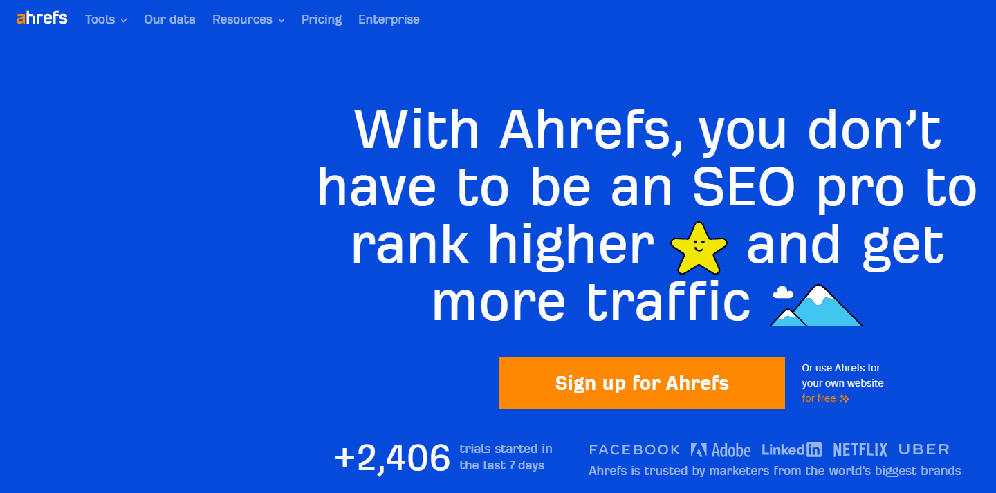 inbound marketing tools - Ahrefs screenshot