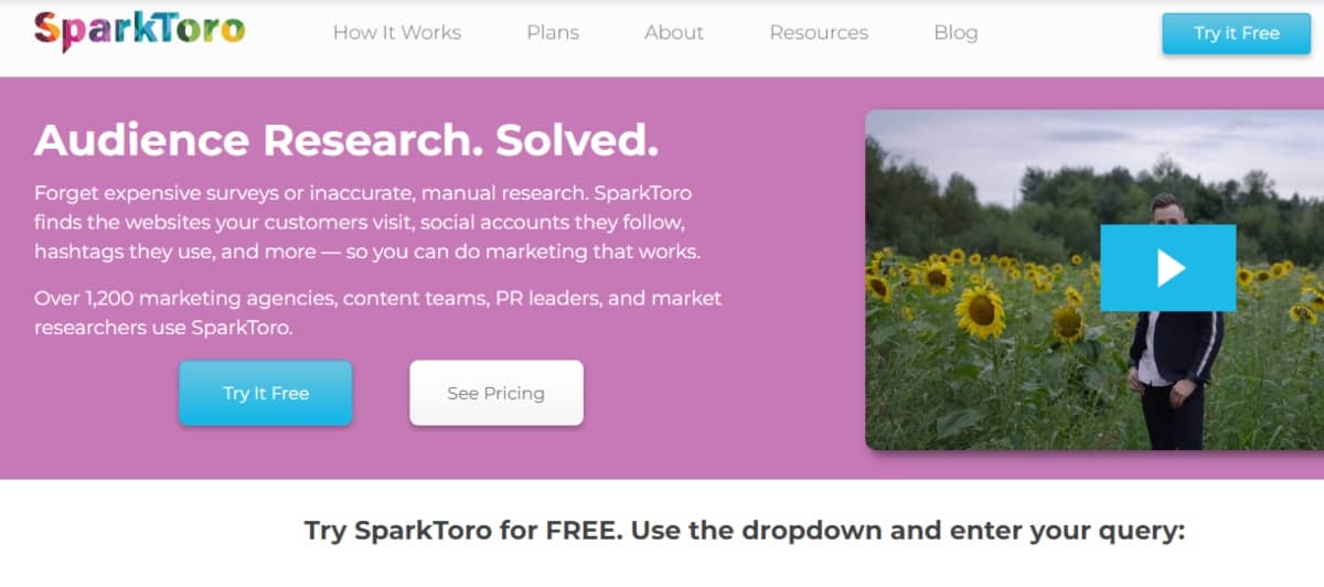 content marketing platform - SparkToro screenshot