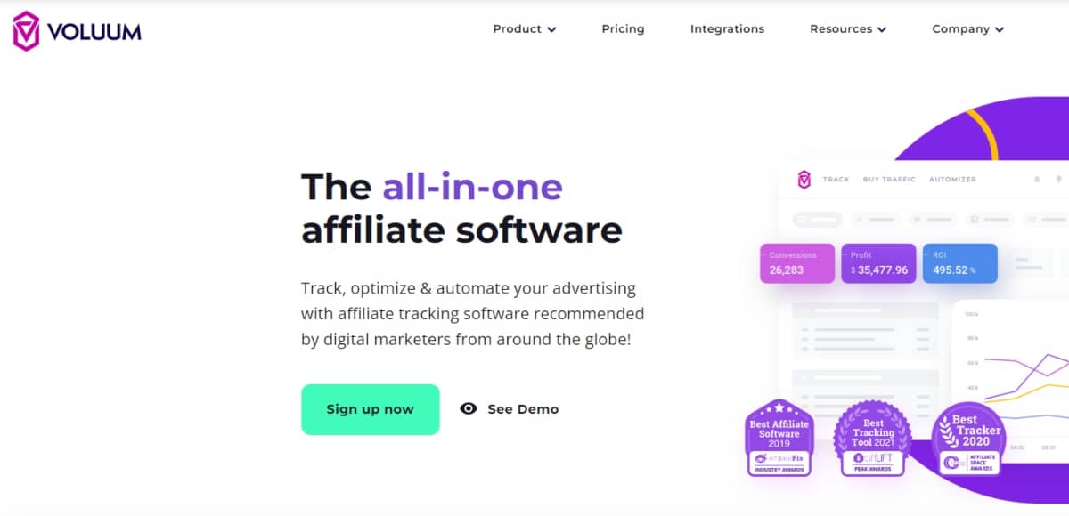 affiliate marketing software - Voluum screenshot