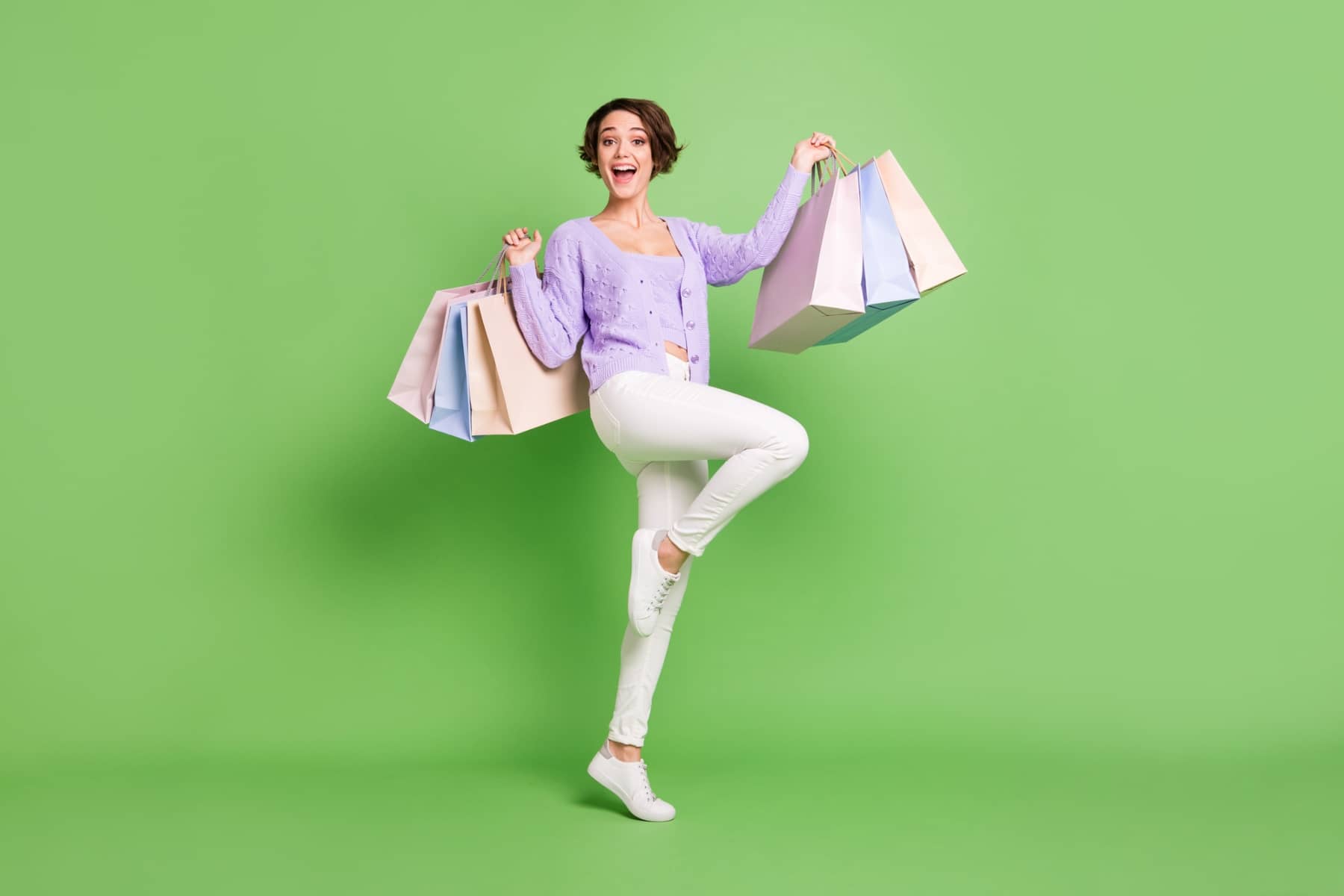 content marketing funnel - happy woman with shopping bags