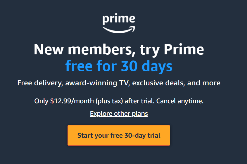 content martketing - Amazon Prime screenshot