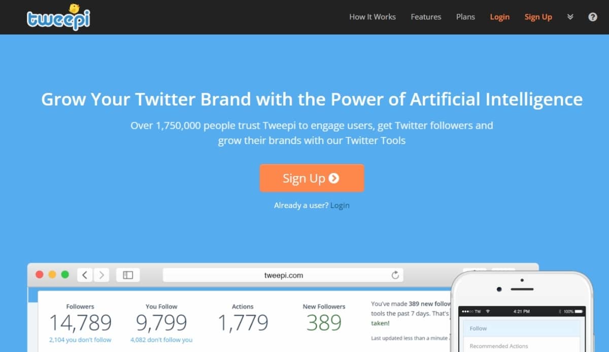 Tweepi screenshot