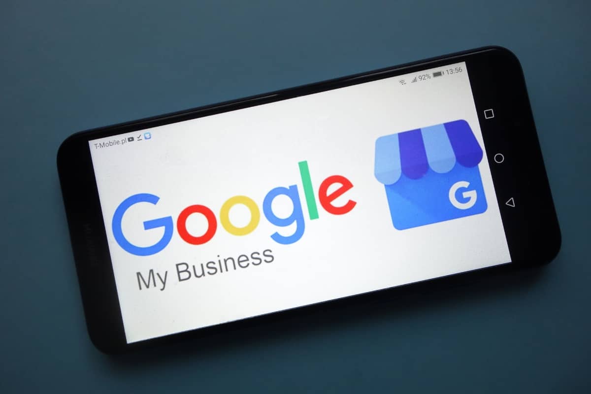 social-media-platforms - smartphone with Google My Business logo