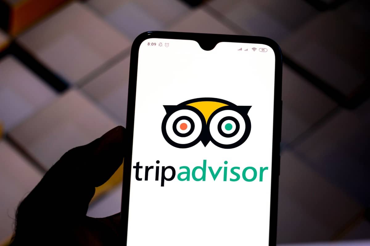 social-media-platforms - smartphone with TripAdvisor  logo